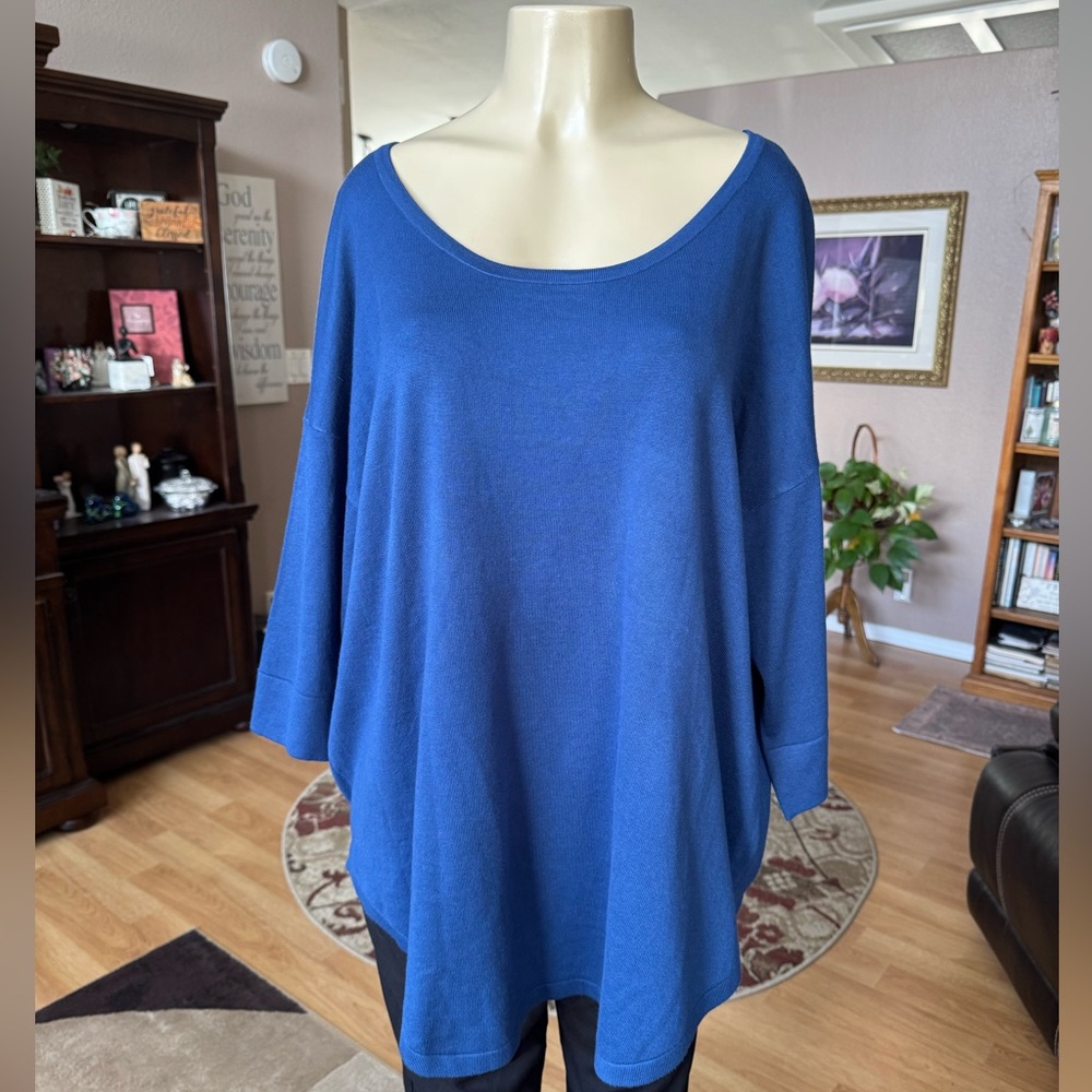 Lyn blue 3/4 sleeves soft & cozy sweater-size XXXL